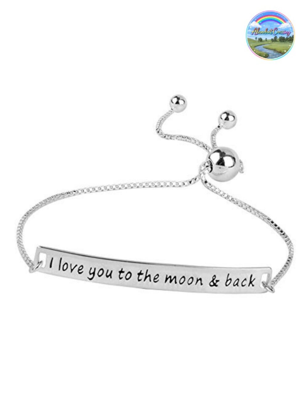 925 Sterling Silver Adjustable Bolo Bracelet with Engraved Love Message